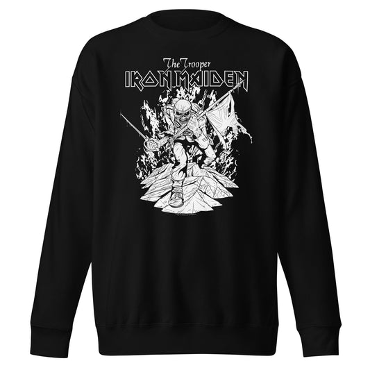 Iron Maiden Trooper Black and White Mens Sweatshirt Black