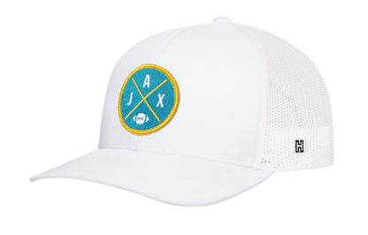Jacksonville Trucker Hat  |  Black JAX X Football Snapback