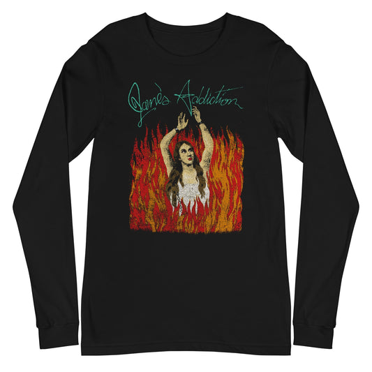 Jane's Addiction Flames Mens Long Sleeve Shirt Black