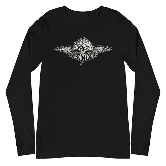 Jane's Addiction Badge Logo Mens Long Sleeve Shirt Black