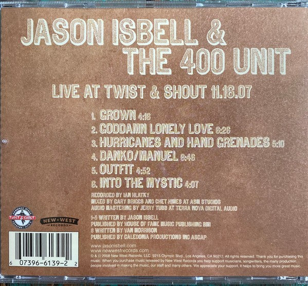 Jason Isbell – Live From Twist & Shout 11.16.07 Music CD