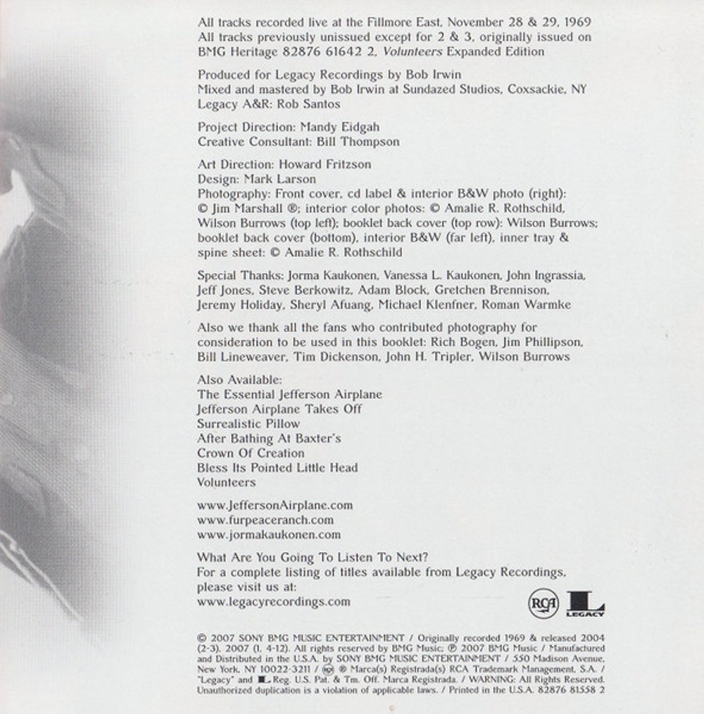 Jefferson Airplane – Sweeping Up The Spotlight Live At The Fillmore East 1969 Music CD