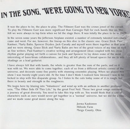Jefferson Airplane – Sweeping Up The Spotlight Live At The Fillmore East 1969 Music CD
