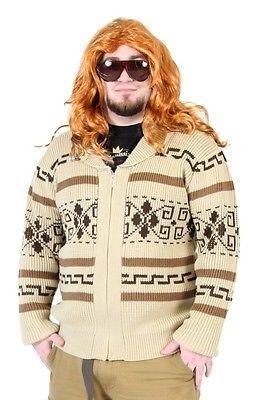 Jeffrey The Dude Zip Up Costume Cardigan Sweater