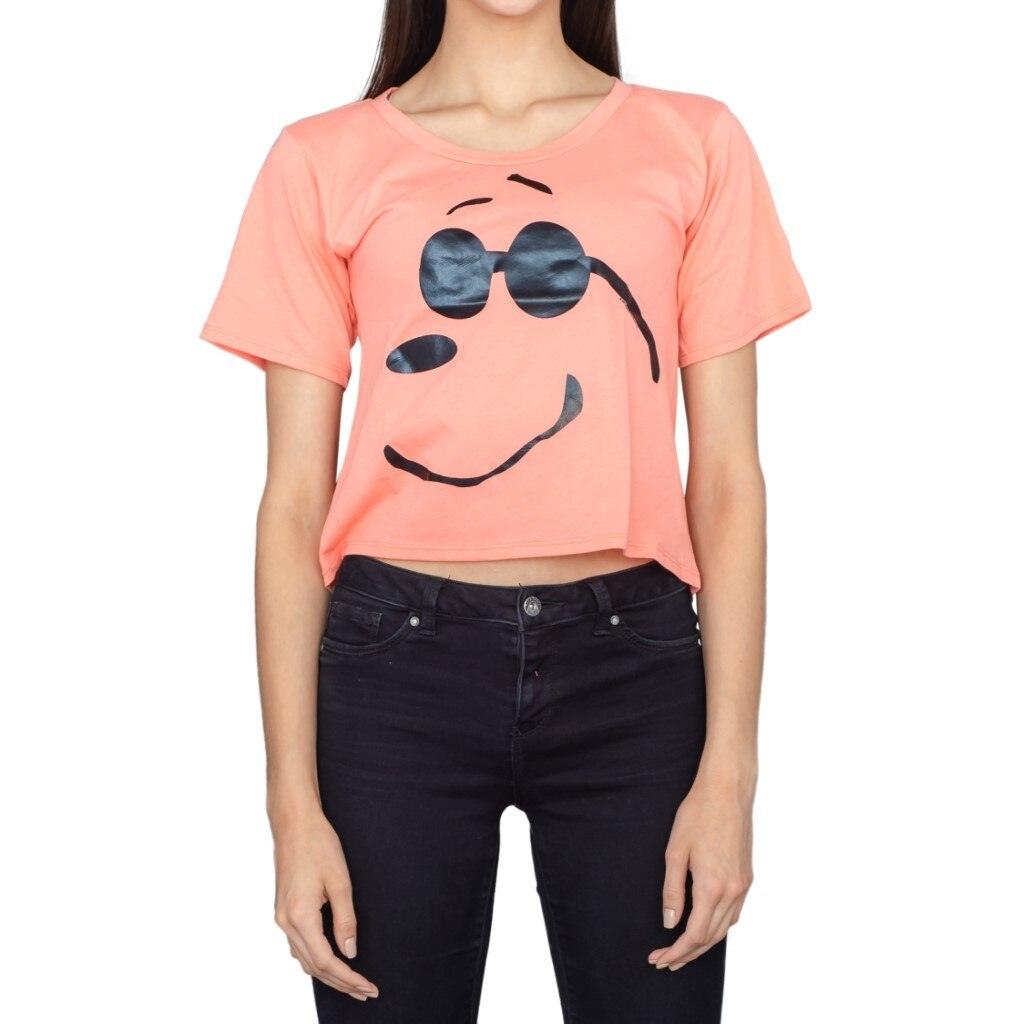 Joe Cool Snoopy Cropped Peach T-shirt