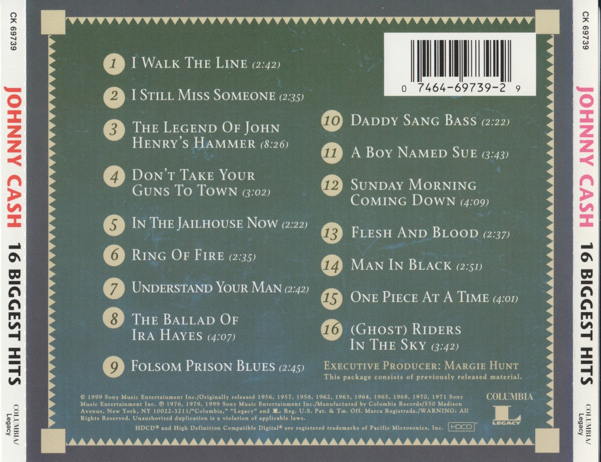 Johnny Cash – 16 Biggest Hits Music CD