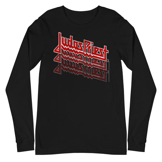 Judas Priest Triple Vision Logo Mens Long Sleeve Shirt Black