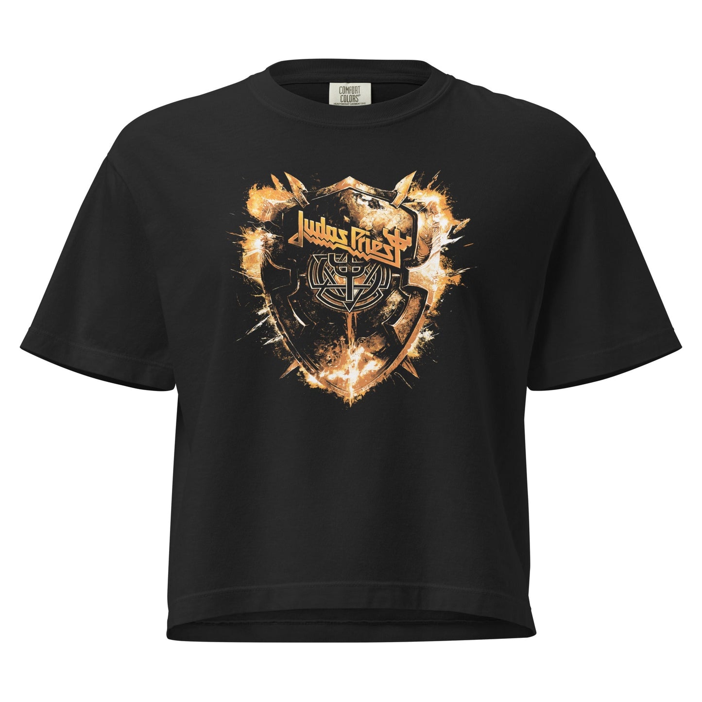 Judas Priest Panic Attack Mineral Wash Womens Crop Top Shirt