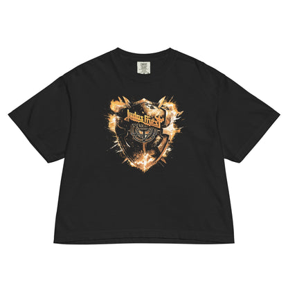 Judas Priest Panic Attack Mineral Wash Womens Crop Top Shirt