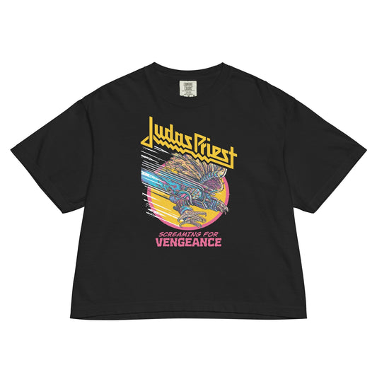 Judas Priest 8th Studio Album Mineral Wash Womens Crop Top Shirt