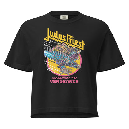 Judas Priest 8th Studio Album Mineral Wash Womens Crop Top Shirt
