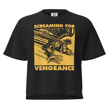 Judas Priest Golden Screaming for Vengeance Mineral Wash Womens Crop Top Shirt