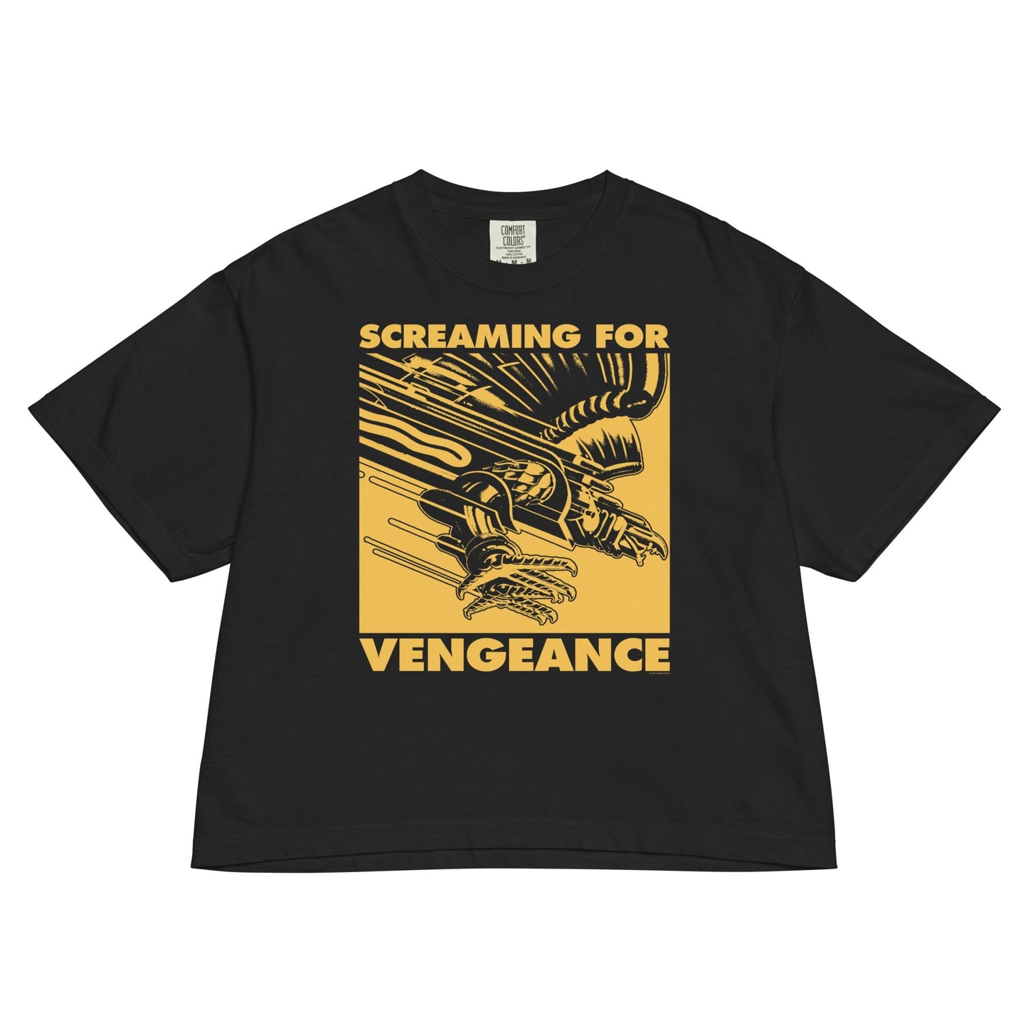 Judas Priest Golden Screaming for Vengeance Mineral Wash Womens Crop Top Shirt