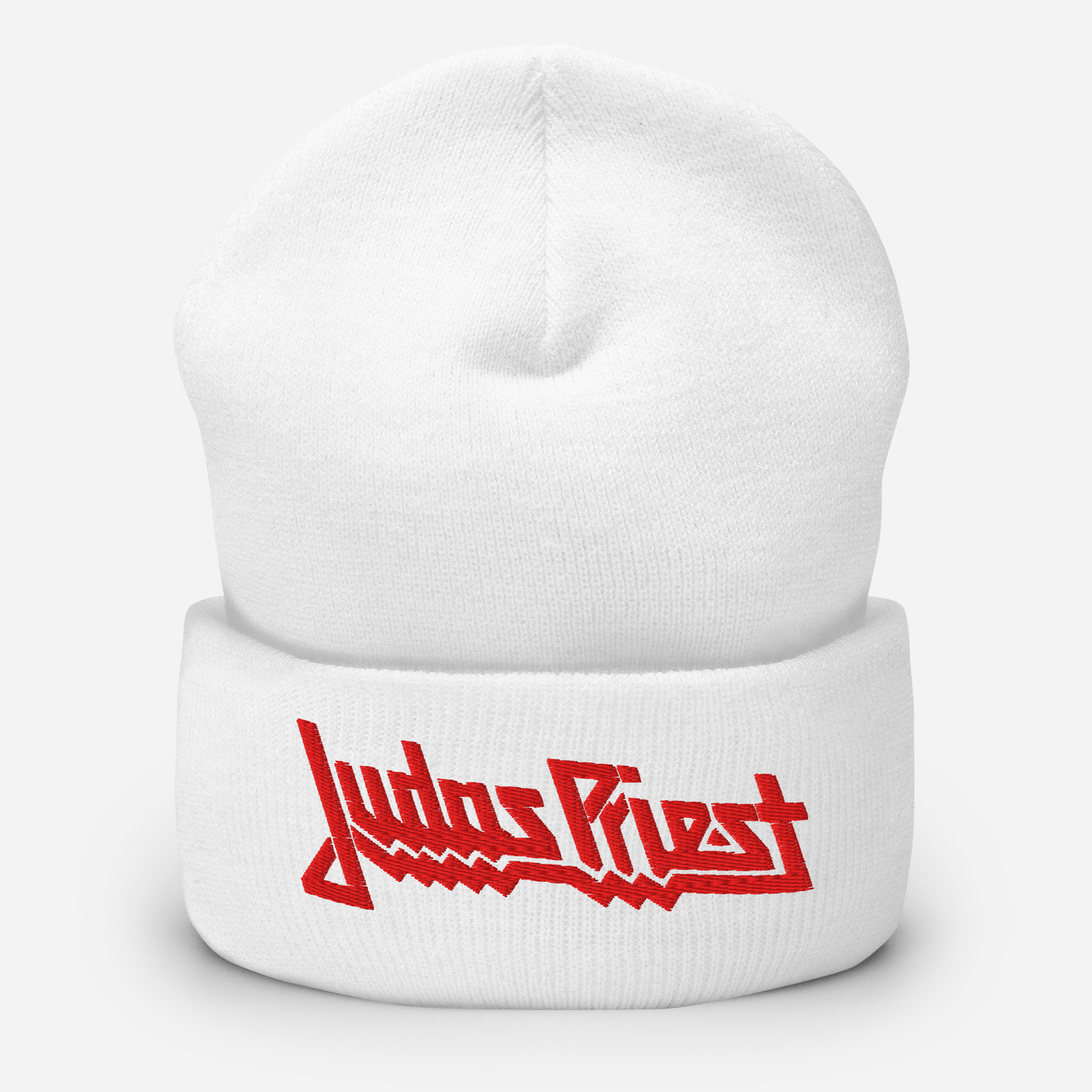 Judas Priest Embroidered Logo Beanie Hat White Officially Licensed