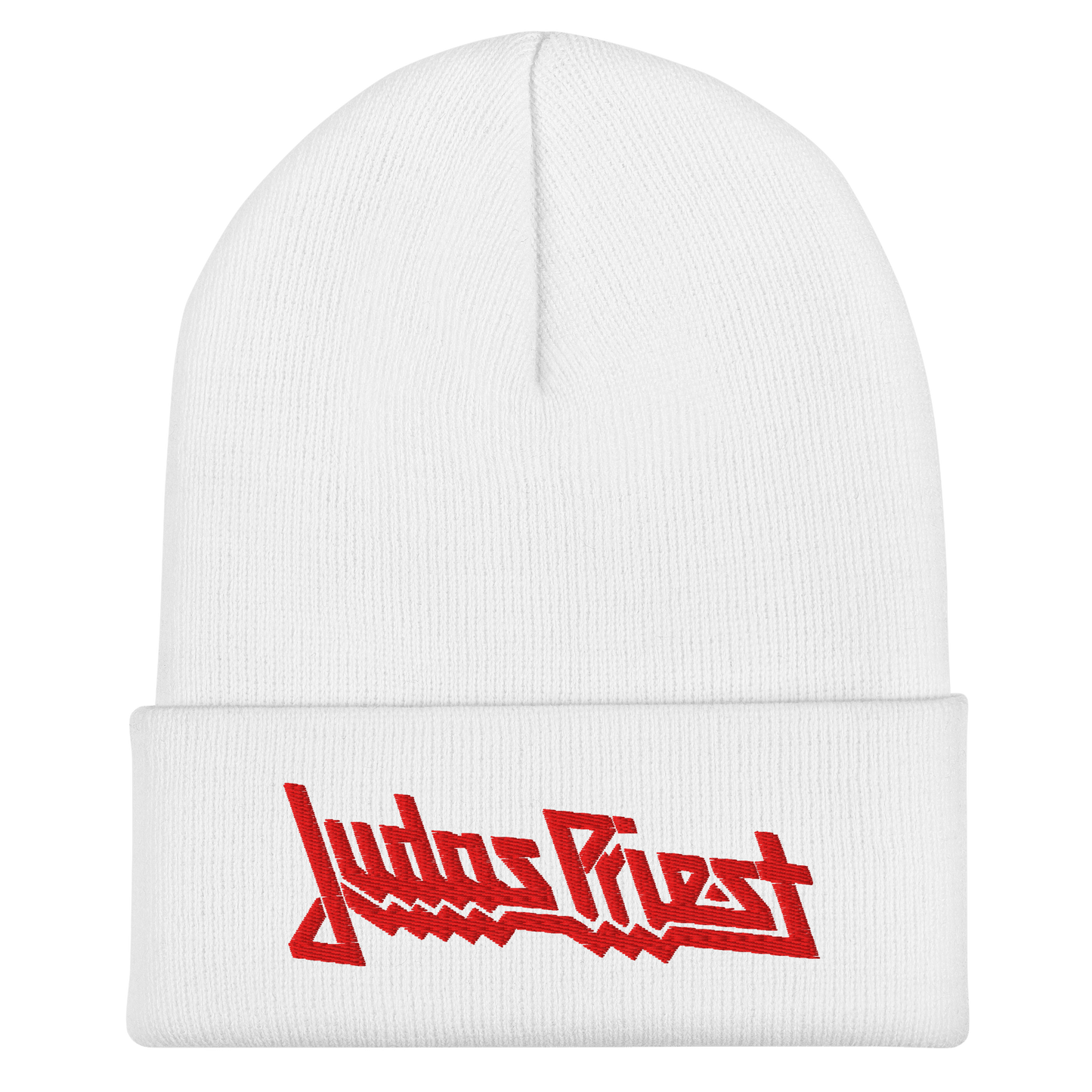 Judas Priest Embroidered Logo Beanie Hat White Officially Licensed