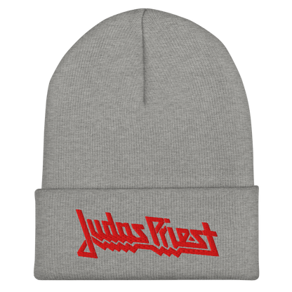 Judas Priest Embroidered Logo Beanie Hat Grey Officially Licensed