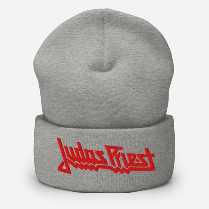 Judas Priest Embroidered Logo Beanie Hat Grey Officially Licensed