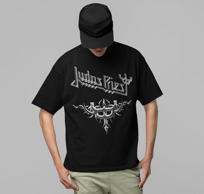 Judas Priest Liquid Metal Logo  Jumbo Print Mens T Shirt BlackMens T Shirt Black