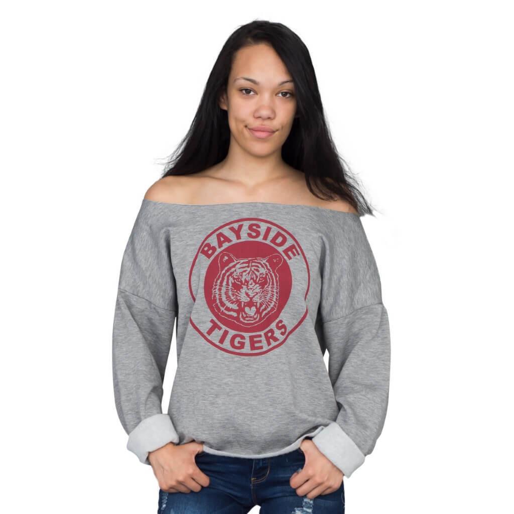 Kelly Kapowski Bayside Tigers Off the Shoulder Sweatshirt