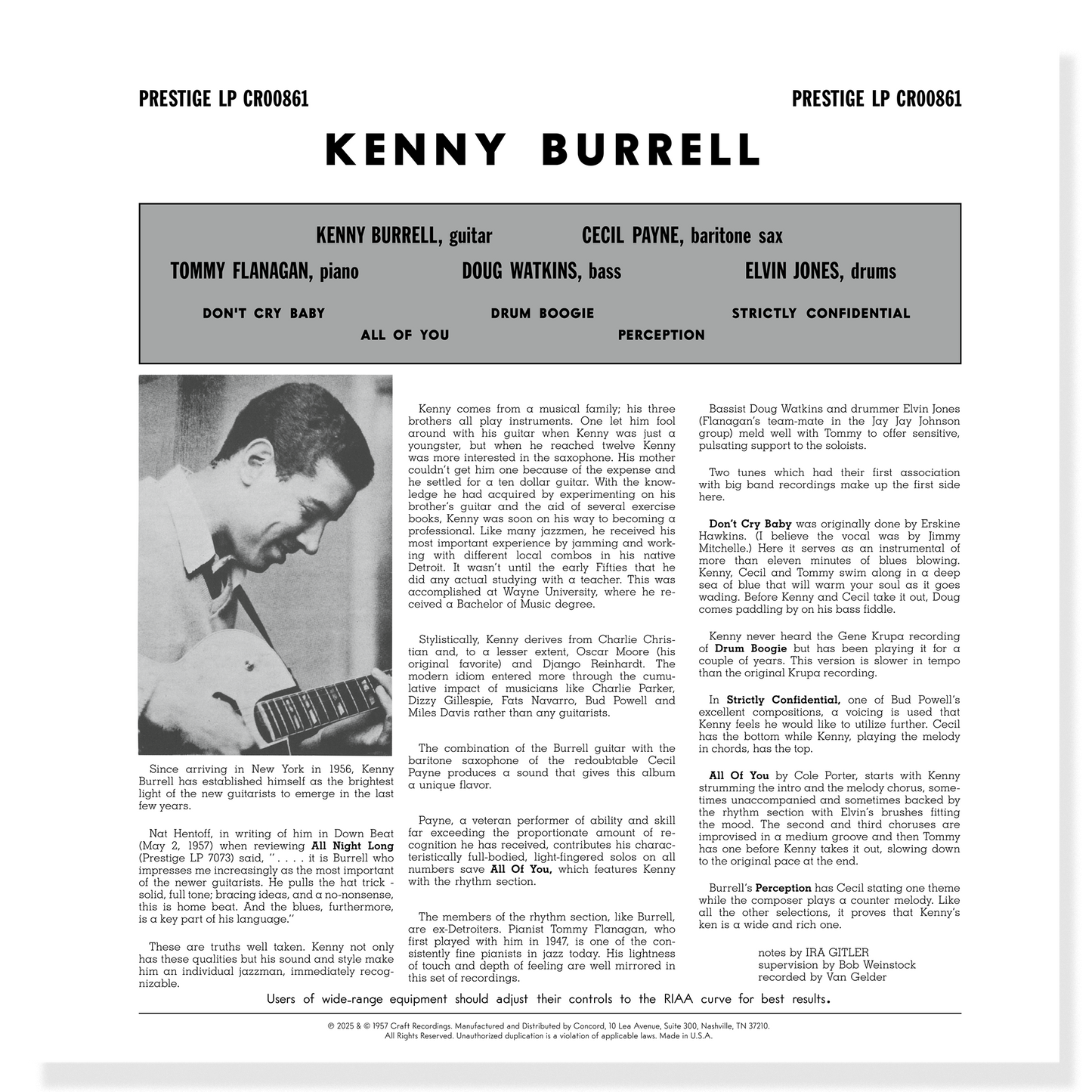 Kenny Burrell (Original Jazz Classics Series) (180g LP) Vinyl Record