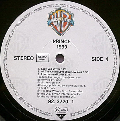 Prince – 1999 (2-LP Vinyl) Vinyl Record
