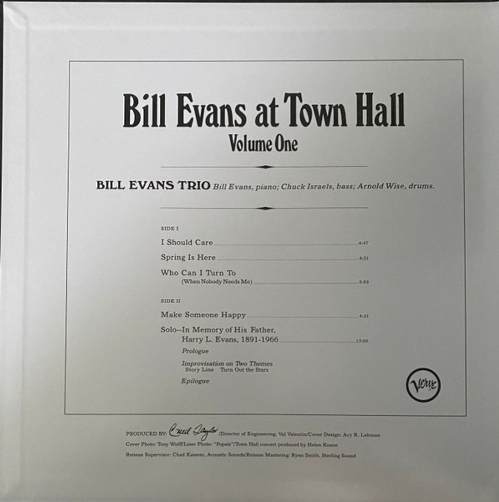 Bill Evans – At Town Hall, Volume One (LP Vinyl) Vinyl Record