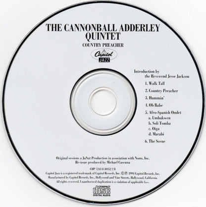 The Cannonball Adderley Quintet – Country Preacher Music CD