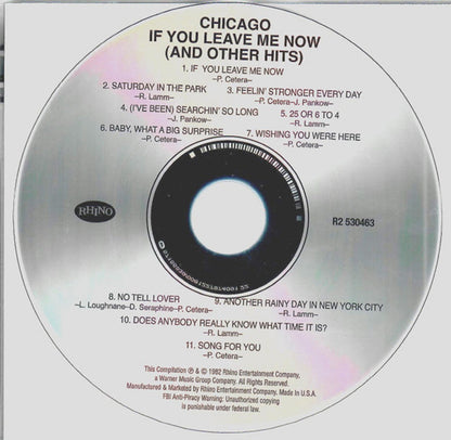 Chicago – If You Leave Me Now and Other Hits Music CD