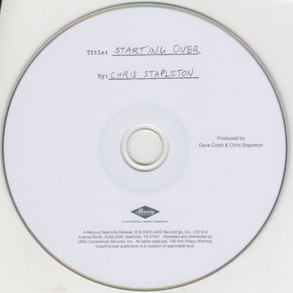 Chris Stapleton – Starting Over Music CD