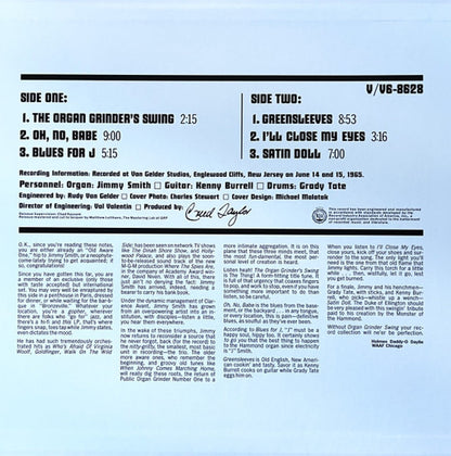 Jimmy Smith – Organ Grinder Swing (LP Vinyl) Vinyl Record