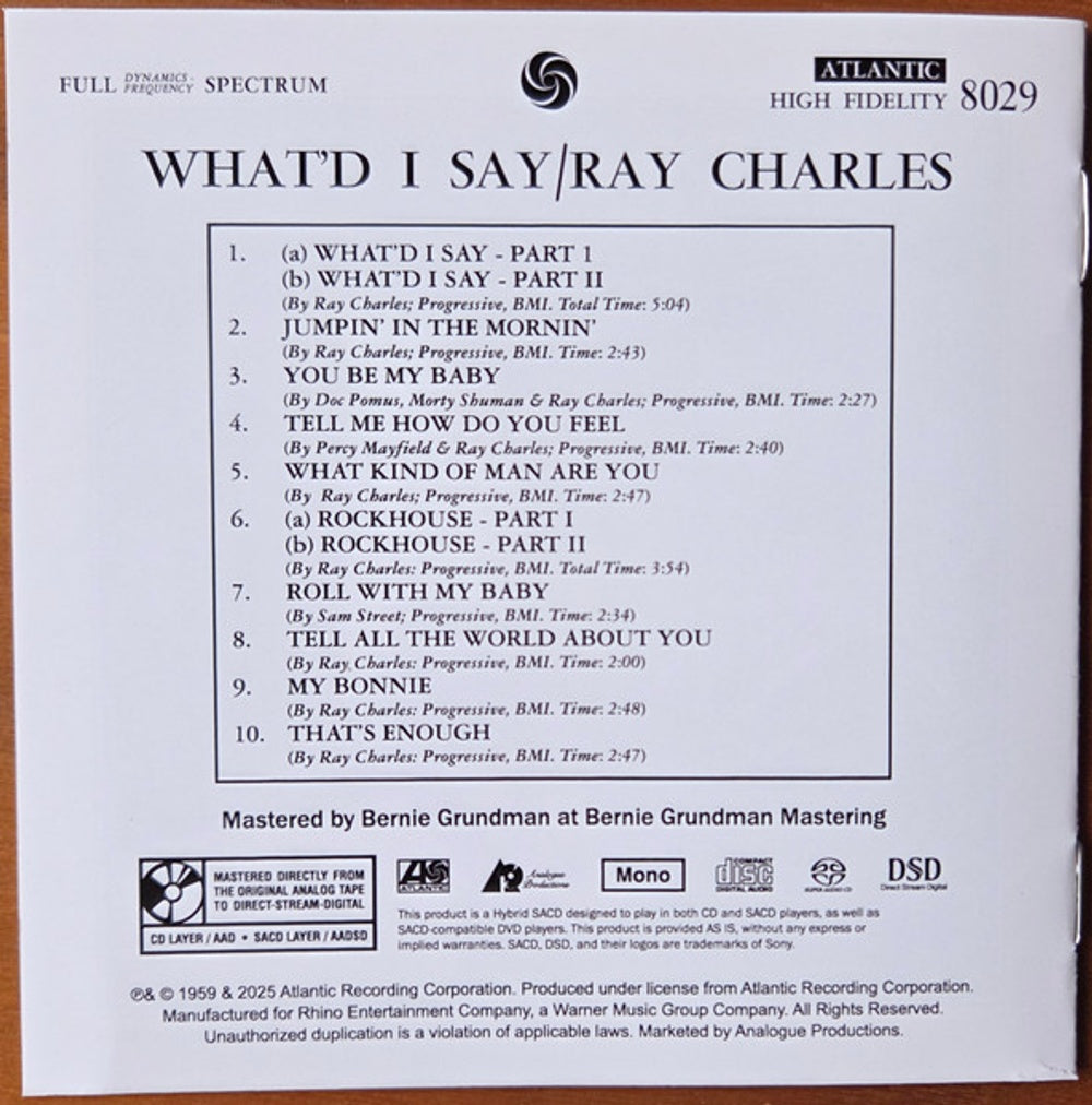 Ray Charles – What'd I Say Music CD