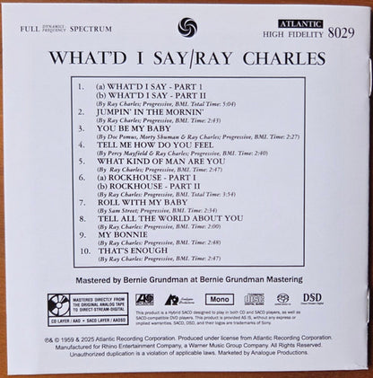 Ray Charles – What'd I Say Music CD