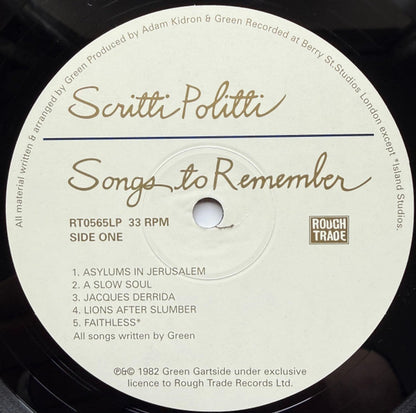 Scritti Politti – Songs To Remember (LP Vinyl) Vinyl Record