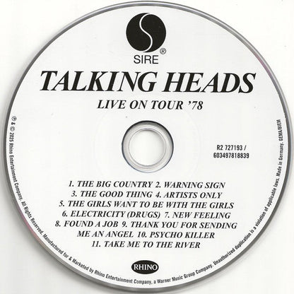 Talking Heads – Live On Tour '78 Music CD