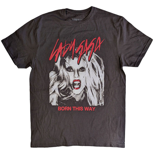 Lady Gaga Born This Way Photo Mens T Shirt Grey