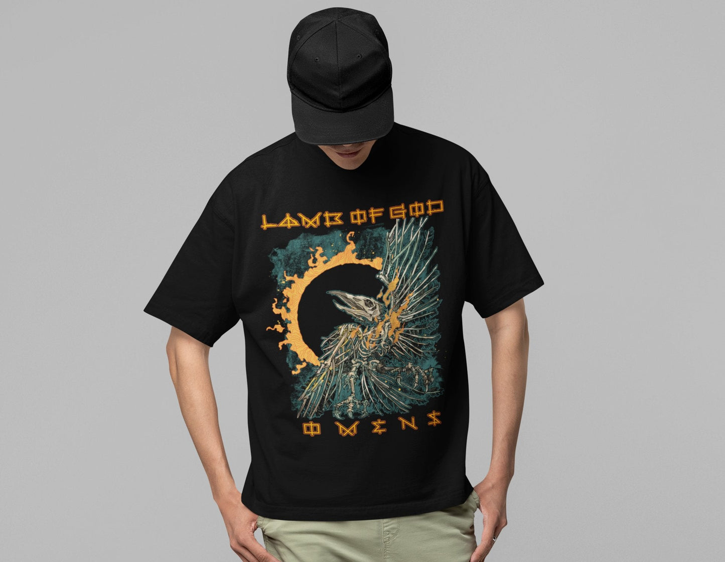 Lamb Of God Omens Album Cover  Jumbo Print Mens T Shirt Black