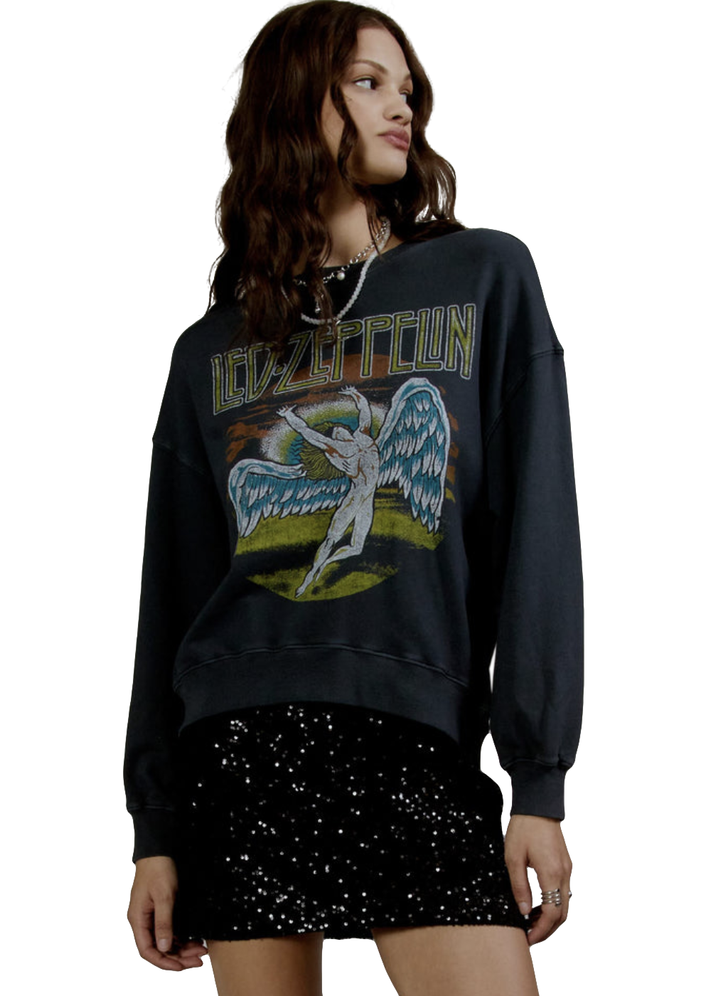 Led Zeppelin Zoso Oversized Womens Sweatshirt by Daydreamer LA Black
