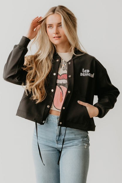 The Led Zeppelin Womens Varsity Jacket Black