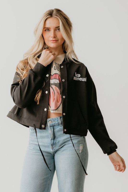 The Led Zeppelin Womens Varsity Jacket Black