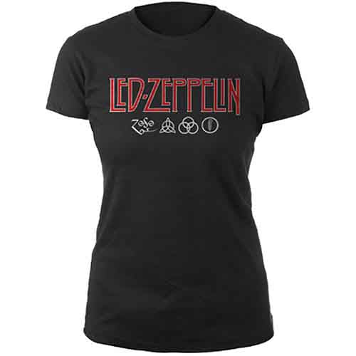 Led Zeppelin Logo & Symbols Womens T Shirt Officially Licensed