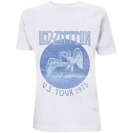 Led Zeppelin Tour '75 Blue Wash Mens T Shirt Officially Licensed