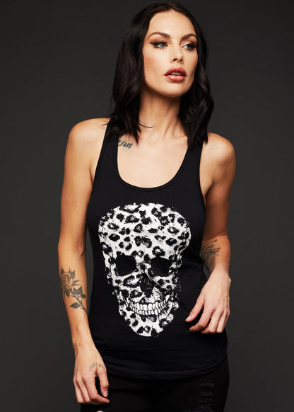 Renegade Leopard Print Skull Tank Top Sleeveless Tee