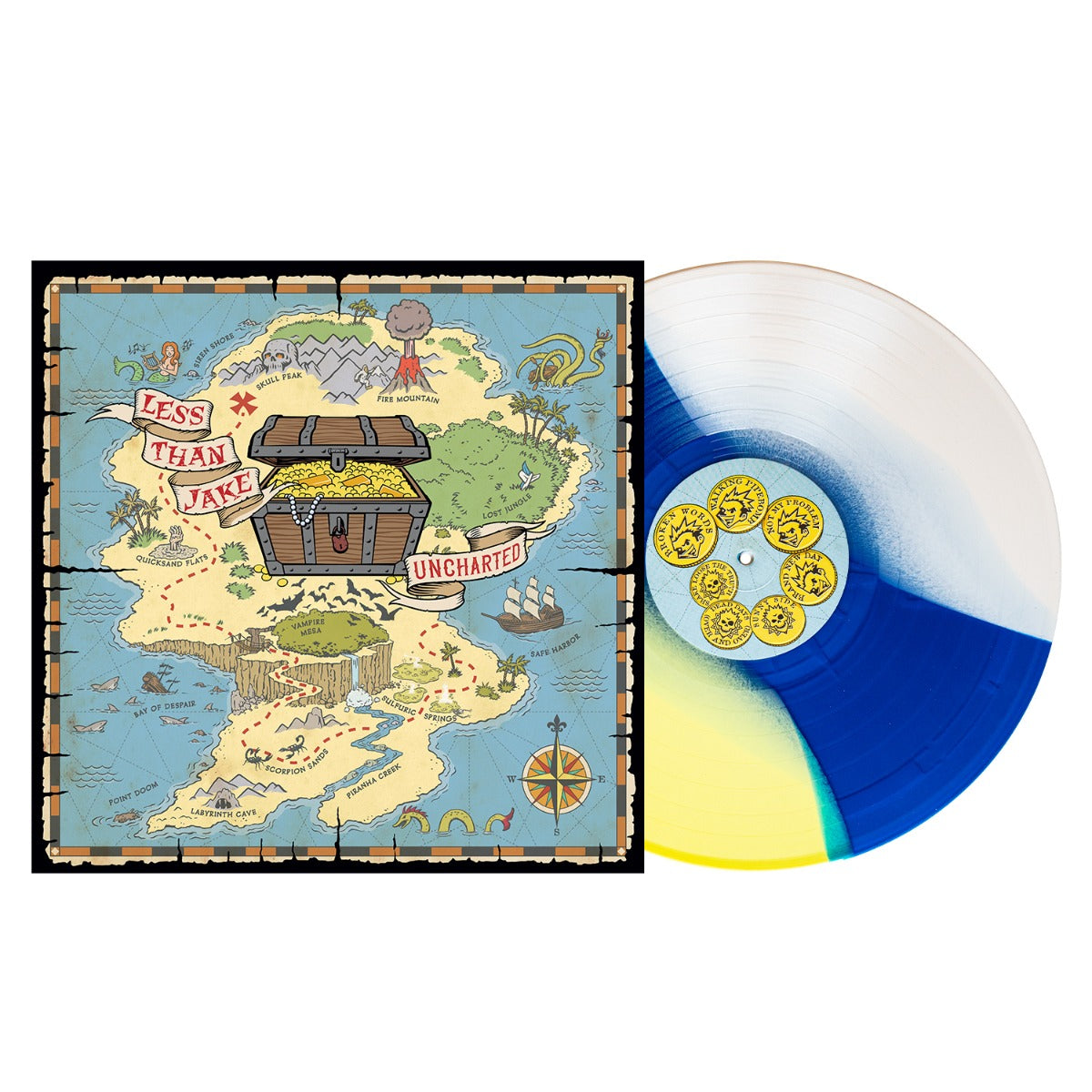 LESS THAN JAKE - Uncharted (Indie Exclusive, Easter Yellow/Blue/Bone Tri-Stripe Colored Vinyl) Vinyl Record