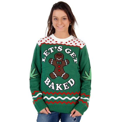Let's Get Baked Blazed Gingerbread Ugly Christmas Xmas Sweater