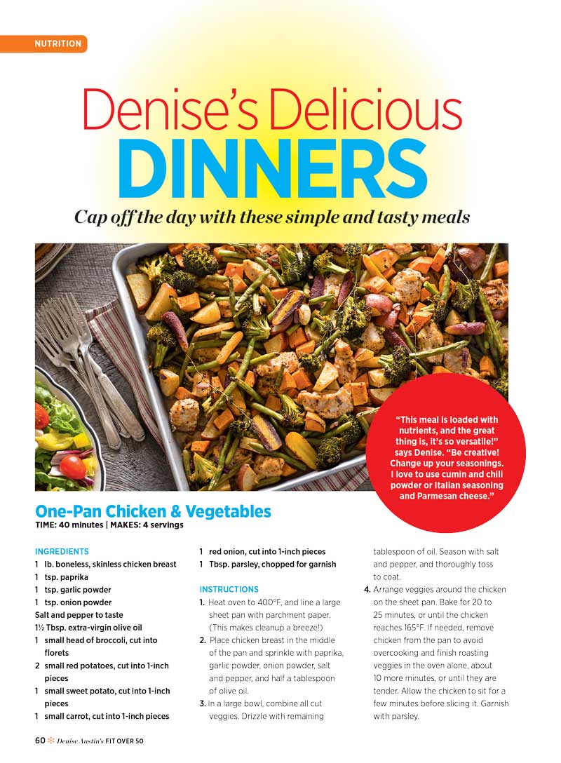 Denise Austin's Fit Over 50 - Spring 2024: 7-Day Meal Plan, 45 Toning Exercises, Supercharge Metabolism, Guide To End Sag, Quick Mood Boosters, Get More Sleep, Slash Sugar, Vitamins, Recipes & More!