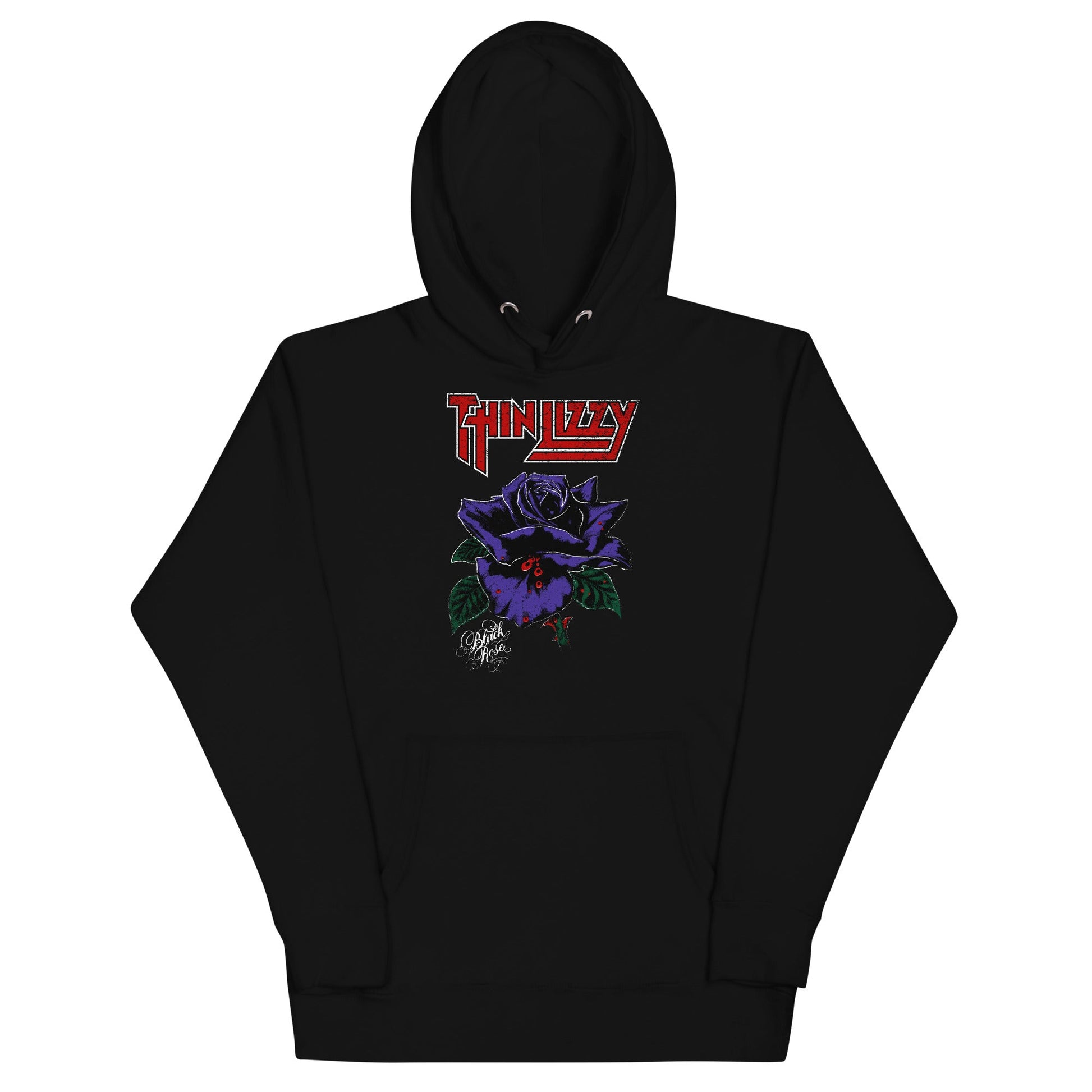 Thin Lizzy Purple Rose Mens Officially Licensed Hoodie Black