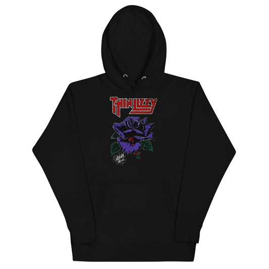 Thin Lizzy Purple Rose Mens Officially Licensed Hoodie Black
