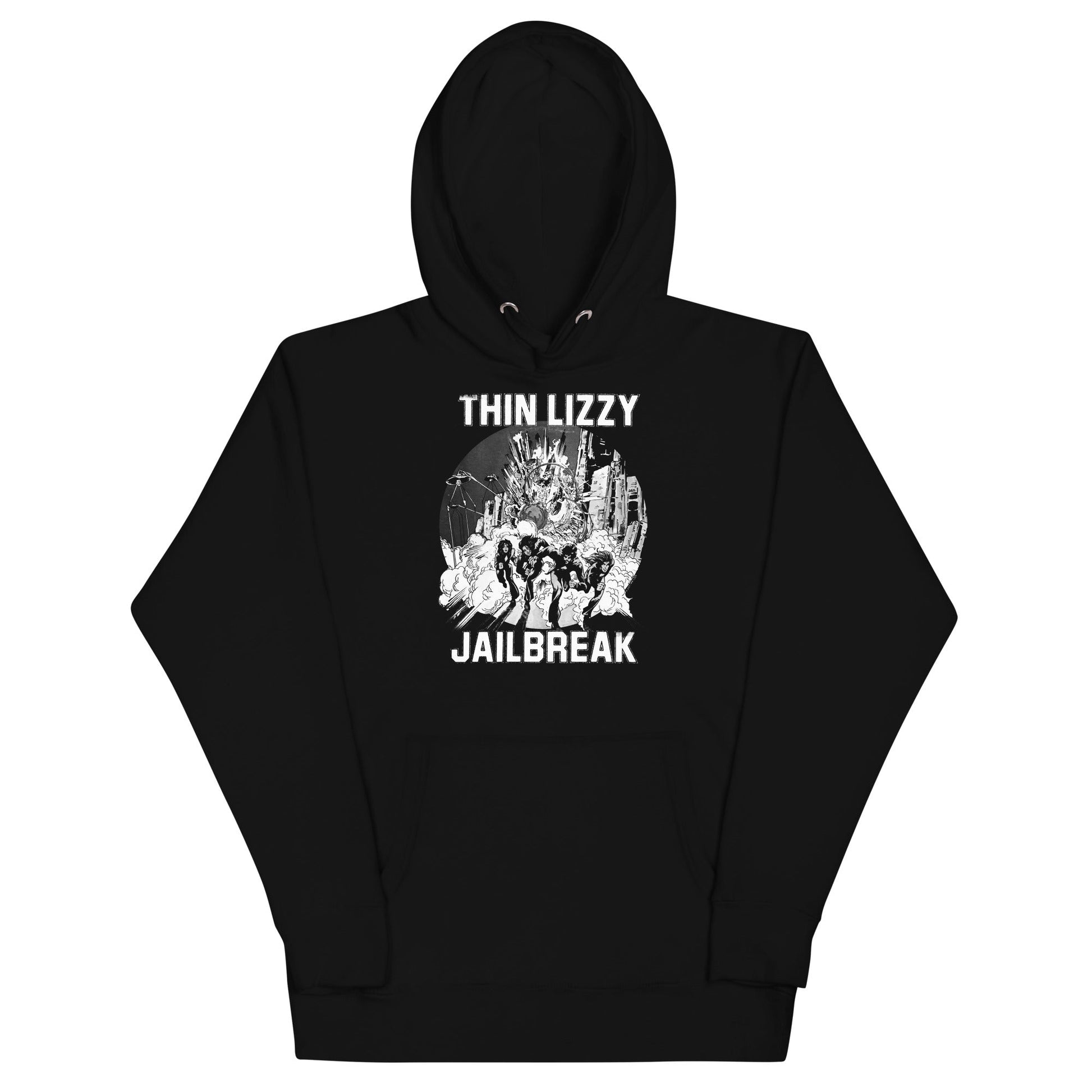Thin Lizzy White Jailbreak Mens Officially Licensed Hoodie Black