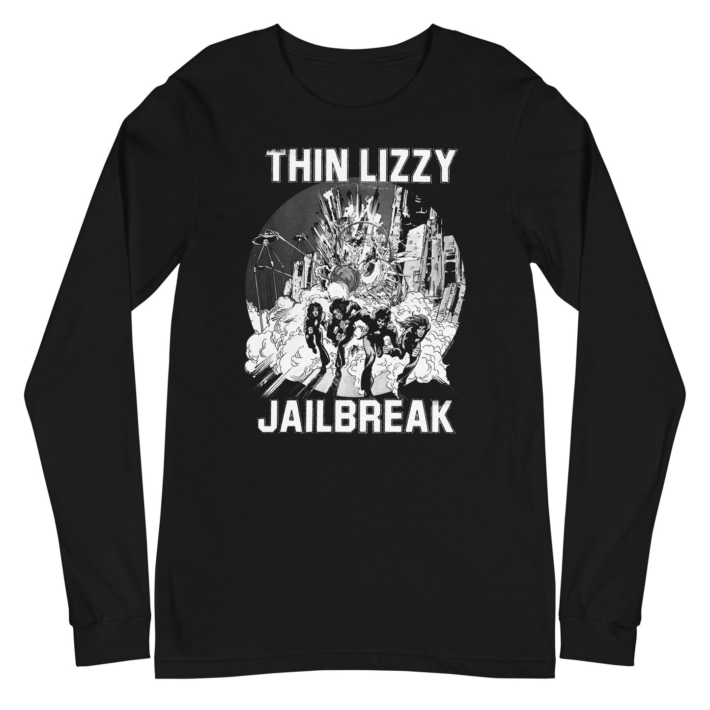 Thin Lizzy White Jailbreak Mens Long Sleeve Shirt Black