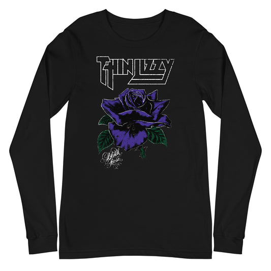 Thin Lizzy White Outline Mens Long Sleeve Shirt Black